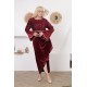 Velvet soiree dress with a luxurious burgundy color strap