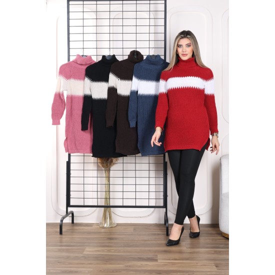 High collar wool sweater