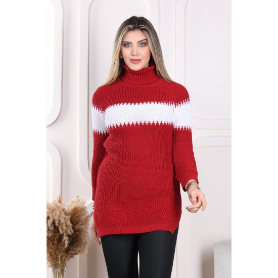 High collar wool sweater