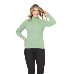 Green turtleneck wool sweater