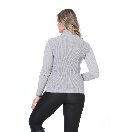 Gray turtleneck wool sweater