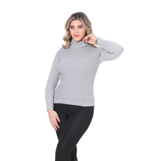 Gray turtleneck wool sweater