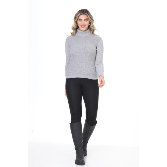 Gray turtleneck wool sweater