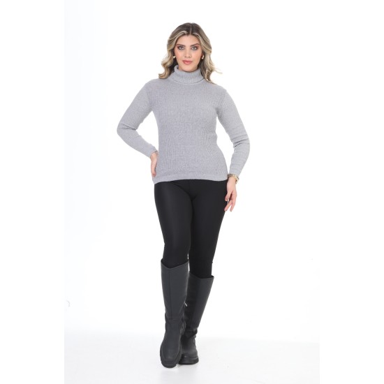 Gray turtleneck wool sweater