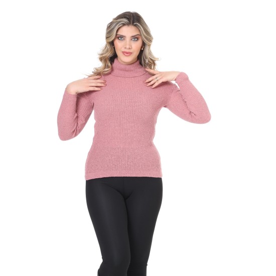 Pink turtleneck wool sweater