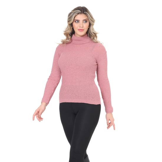 Pink turtleneck wool sweater