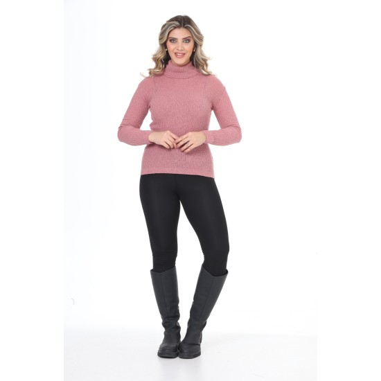 Pink turtleneck wool sweater