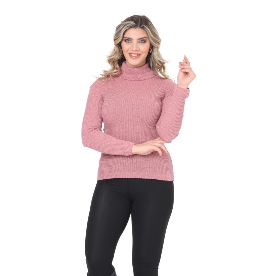 Pink turtleneck wool sweater