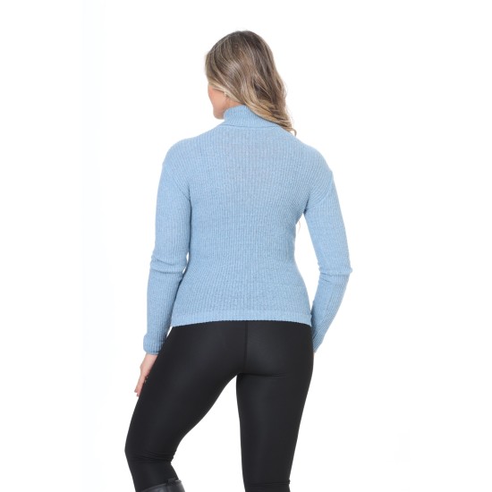 Blue turtleneck wool sweater