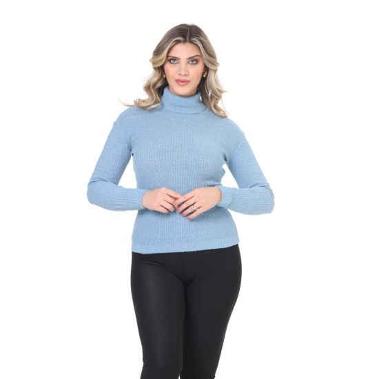 Blue turtleneck wool sweater