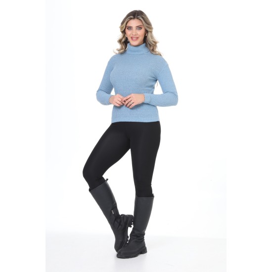 Blue turtleneck wool sweater