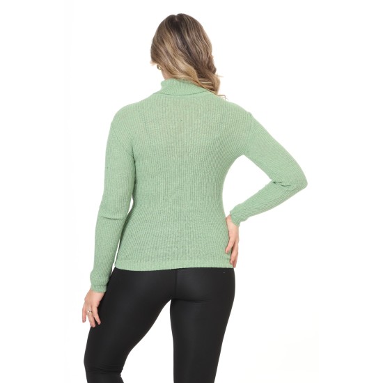 Green turtleneck wool sweater