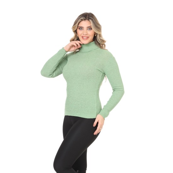 Green turtleneck wool sweater