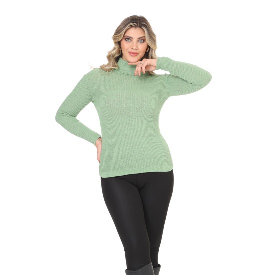 Green turtleneck wool sweater