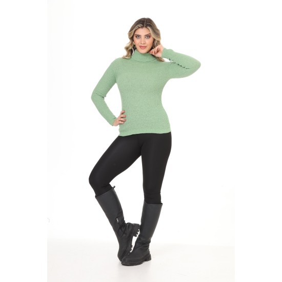 Green turtleneck wool sweater