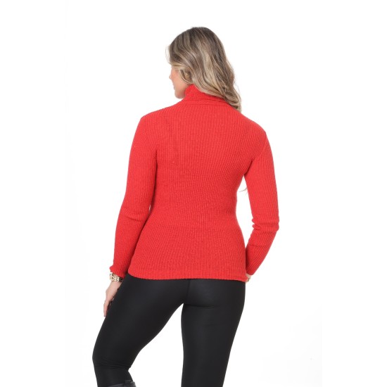 Red turtleneck wool sweater