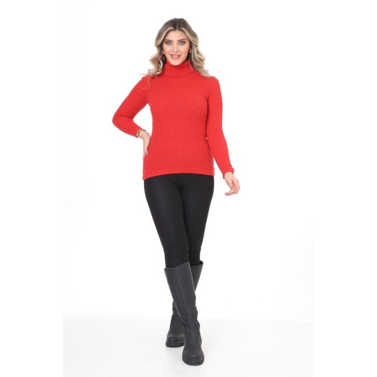 Red turtleneck wool sweater