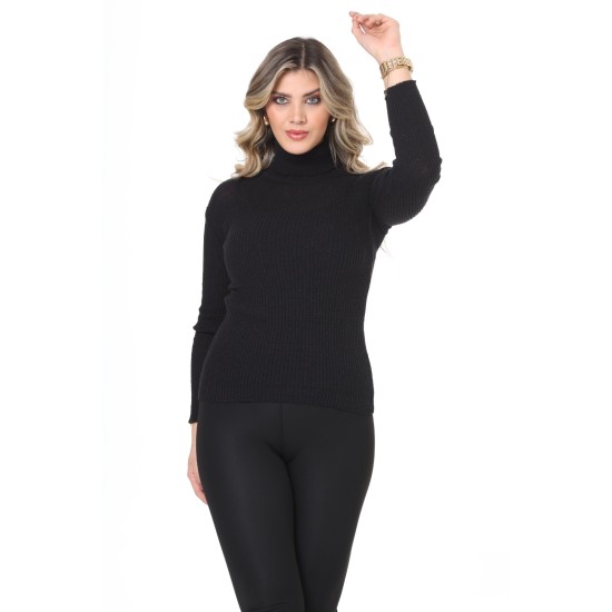 Black turtleneck wool sweater