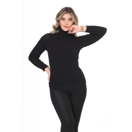 Black turtleneck wool sweater